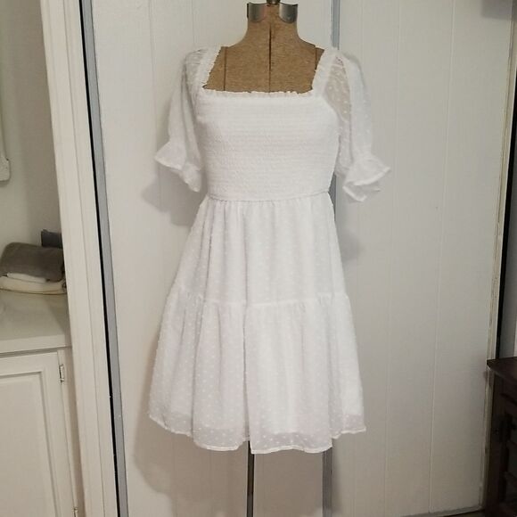 TECREW Womens Square Neck Puff Sleeve Mini Dress Small NWT - Picture 8 of 14